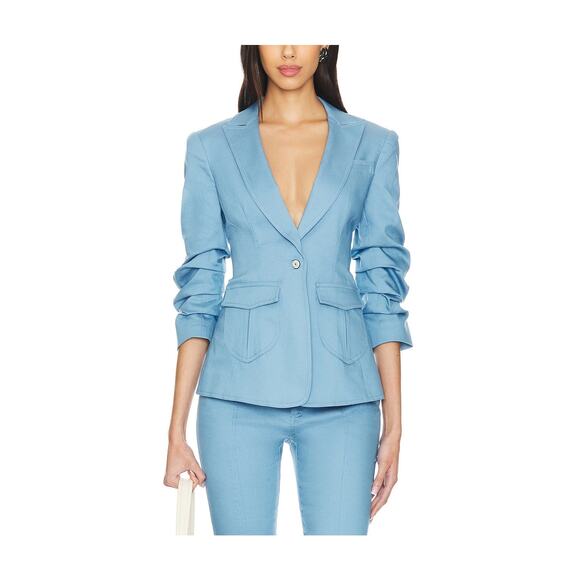 Cinq A Sept 'Louisa' Blue Padded Shoulders Jacket Size 2 - Picture 1 of 5